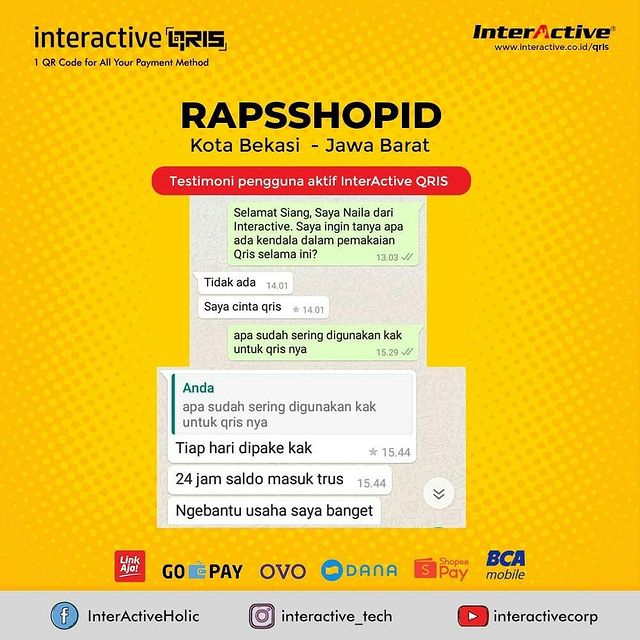 Klien InterActive, qris,Rapsshopid Kota Bekasi, InterActive QRIS