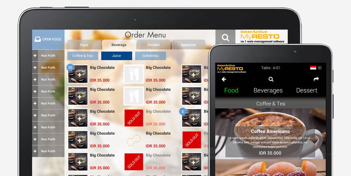 InterActive MyResto software kasir untuk bisnis Restoran, Cafe, Bar, Food Court, Bakery, Meat Shop, F&B Franchise, Karaoke, Take Away