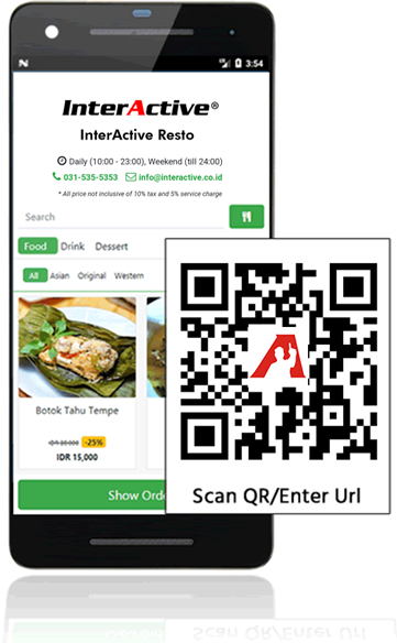 InterActive MyResto software kasir untuk bisnis Restoran, Cafe, Bar, Food Court, Bakery, Meat Shop, F&B Franchise, Karaoke, Take Away, order qr code emenu, self order